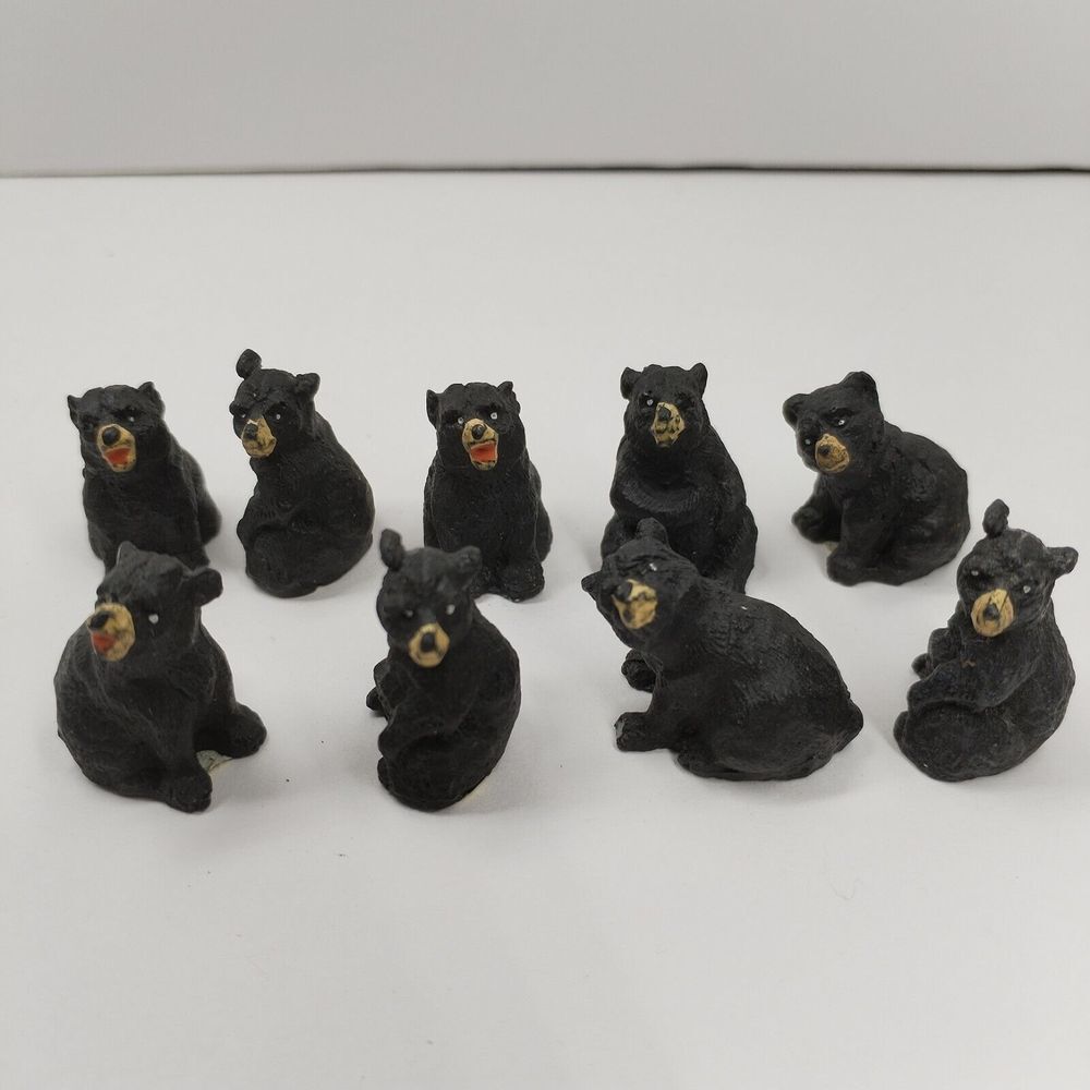 Land and Sea Collectibles Nature Series Mini Figurines Black Bear Set Of 9 Vtg